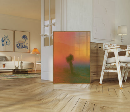 Desert Palm Sunset Landscape Poster