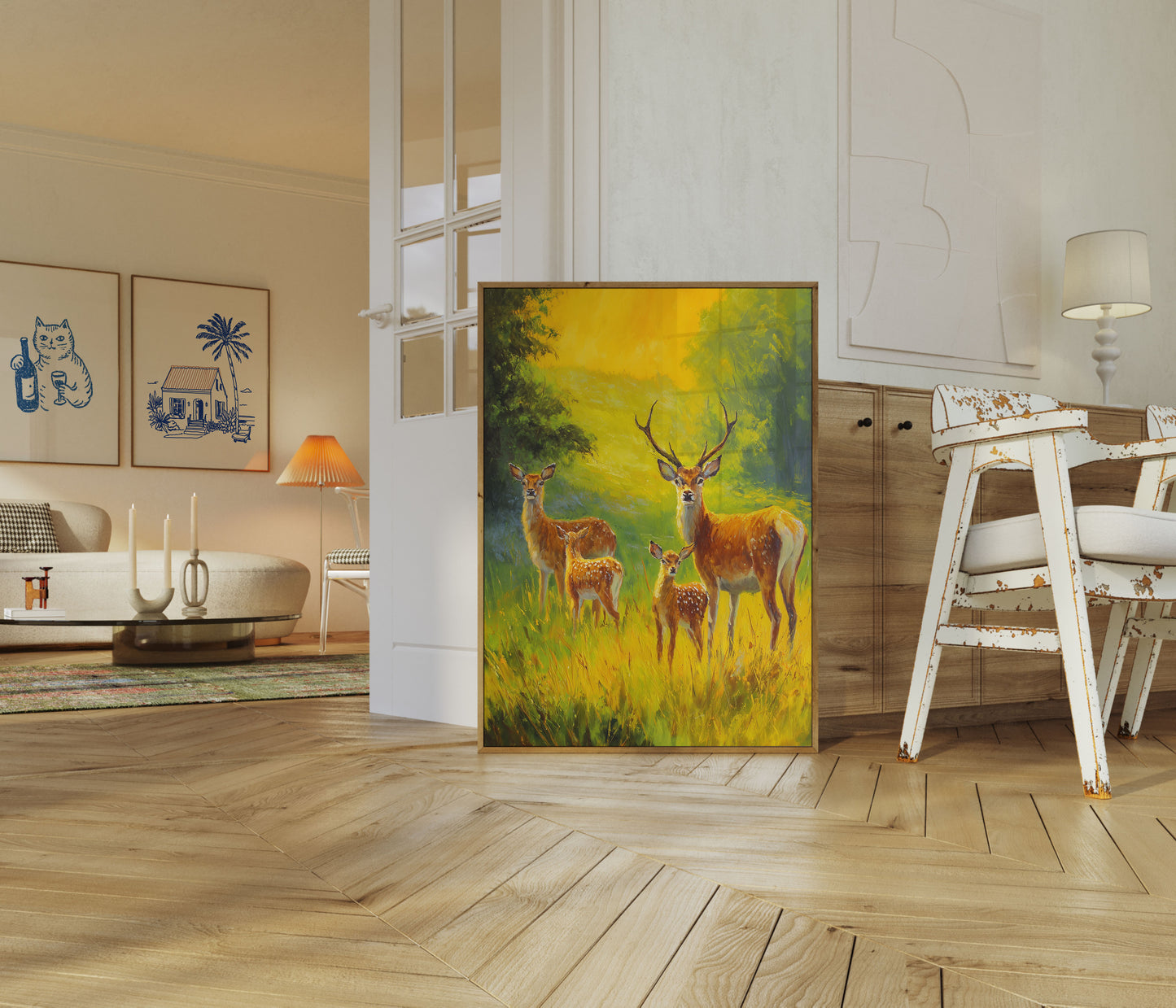 Golden Hour Deer Family Poster