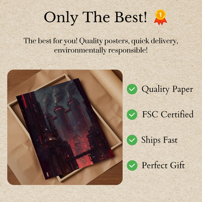 Neon Cyberpunk City Skyline Poster