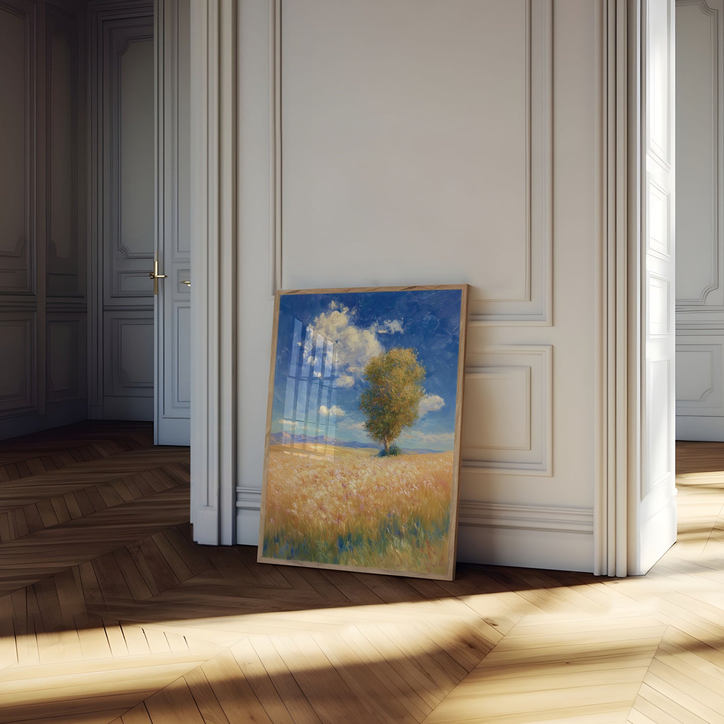 Solitary Tree in Golden Field Poster