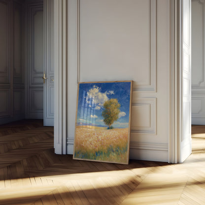 Solitary Tree in Golden Field Poster