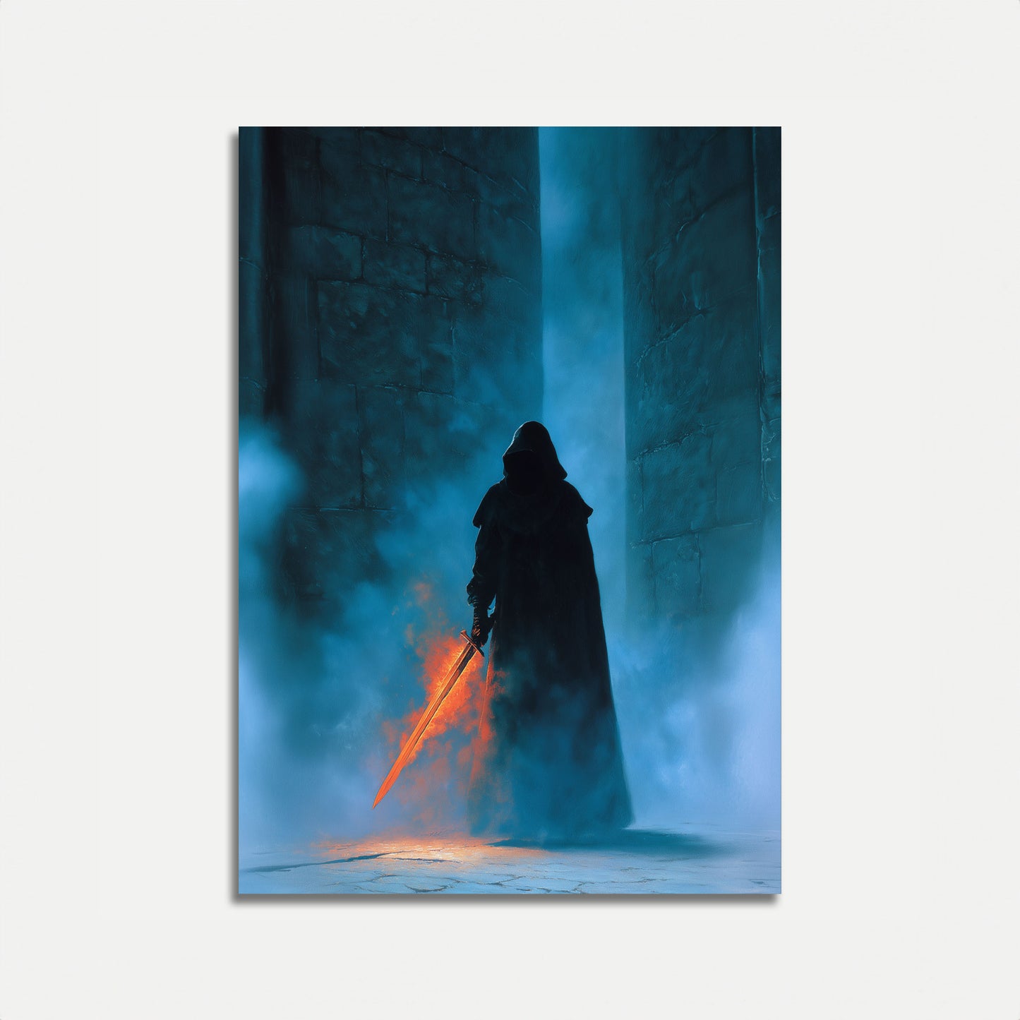 Dark Knight Flaming Sword Poster