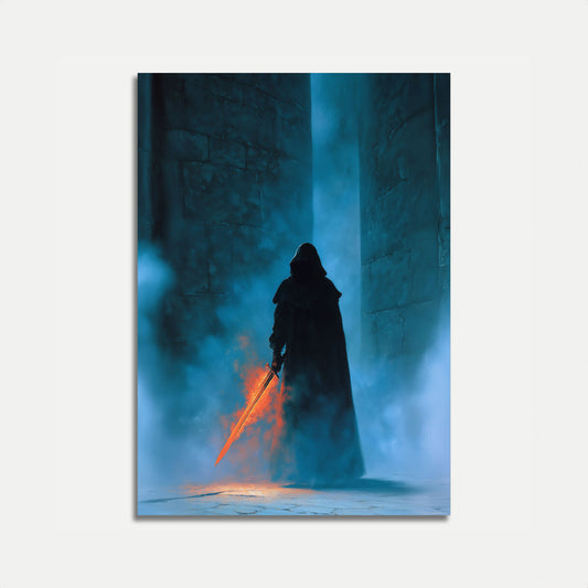 Dark Knight Flaming Sword Poster