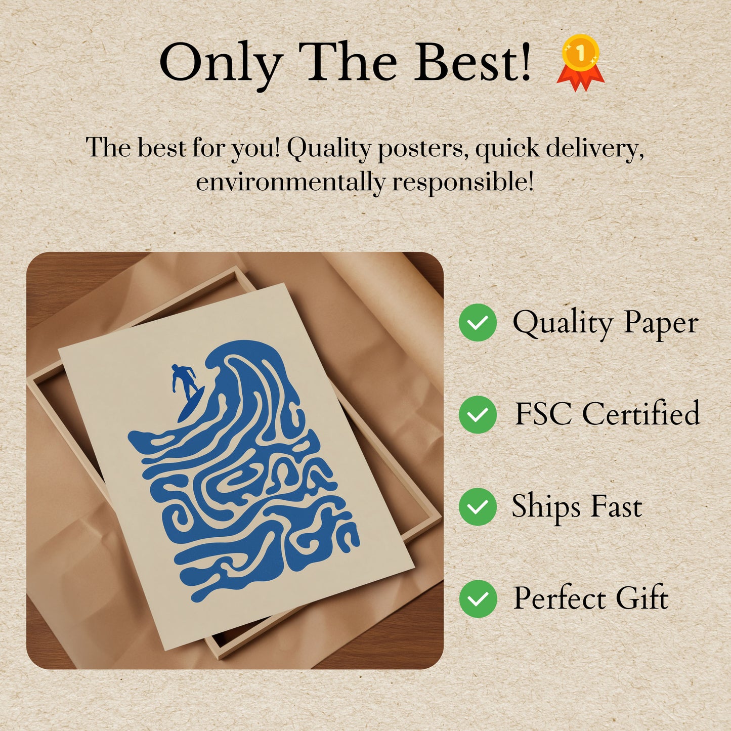 Plakat Surfera Jadącego na Falach Oceanu