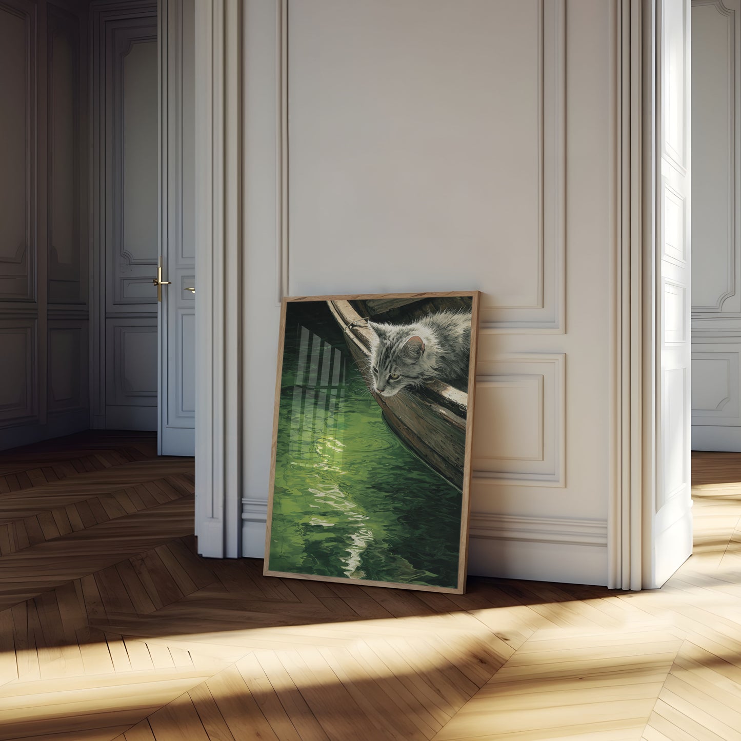 Cat by the Waterside Poster