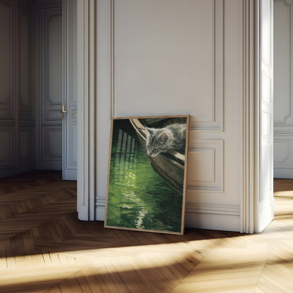 Cat by the Waterside Poster