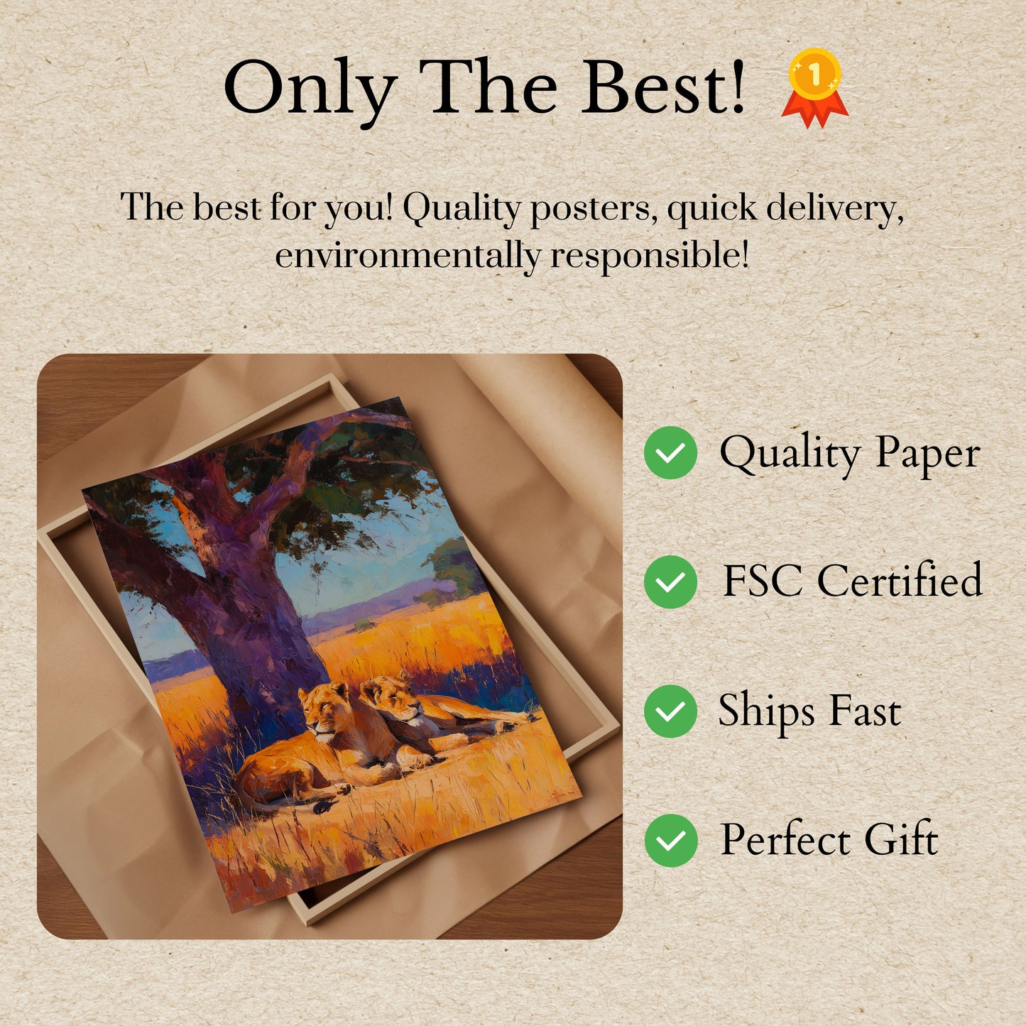 African Lions Under Tree Poster