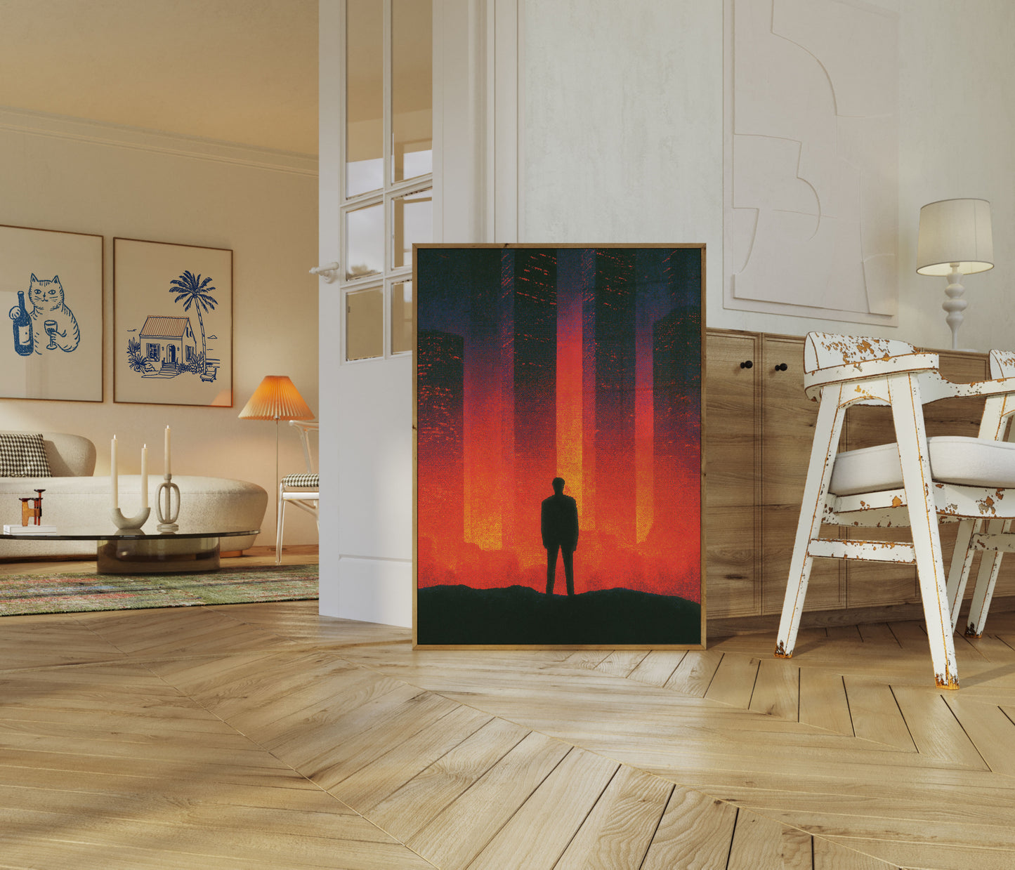 Solitary Figure in Red Light Poster