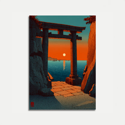 Sunset Through Japanese Gate Poster