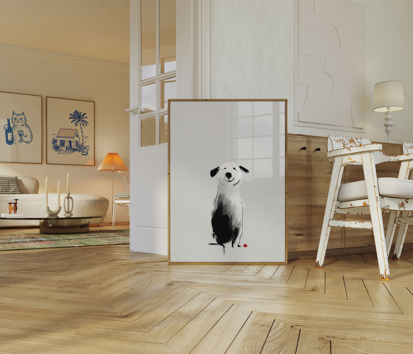 Affiche aquarelle Chien joyeux