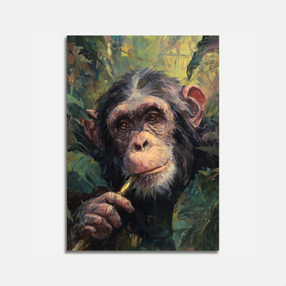 Thoughtful Chimp with Pipe Poster