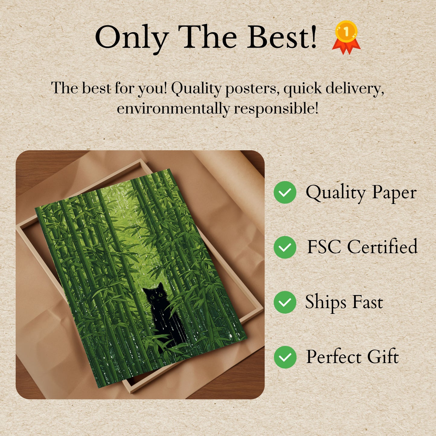 Black Cat in Bamboo Forest Poster