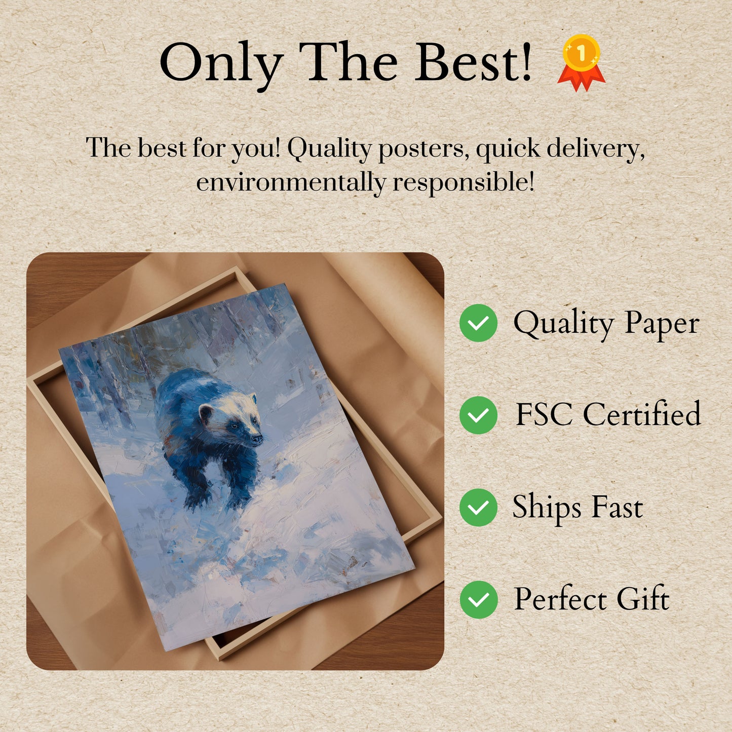 Blue Bear in Winter Poster