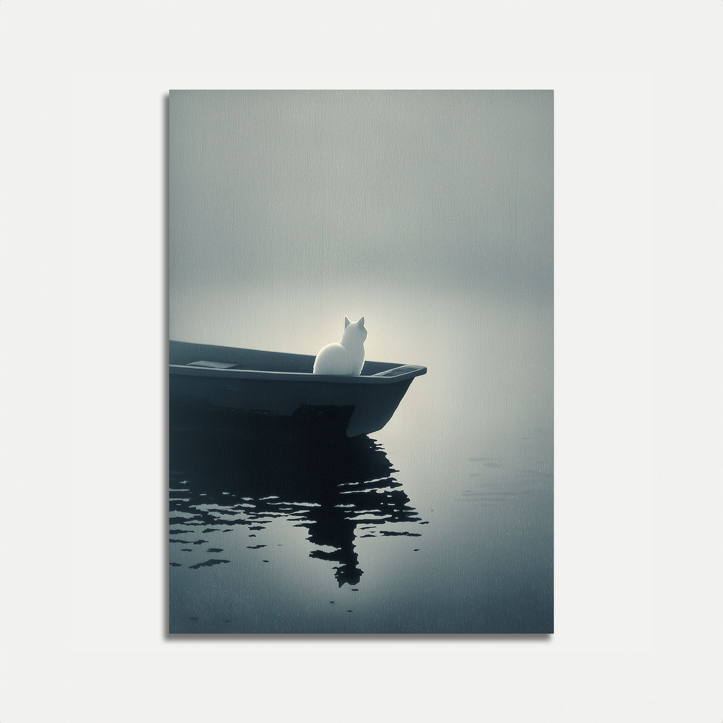 Hvid kat på klippeposter
