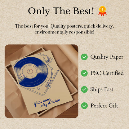 Vintage Vinyl Turntable Music Poster