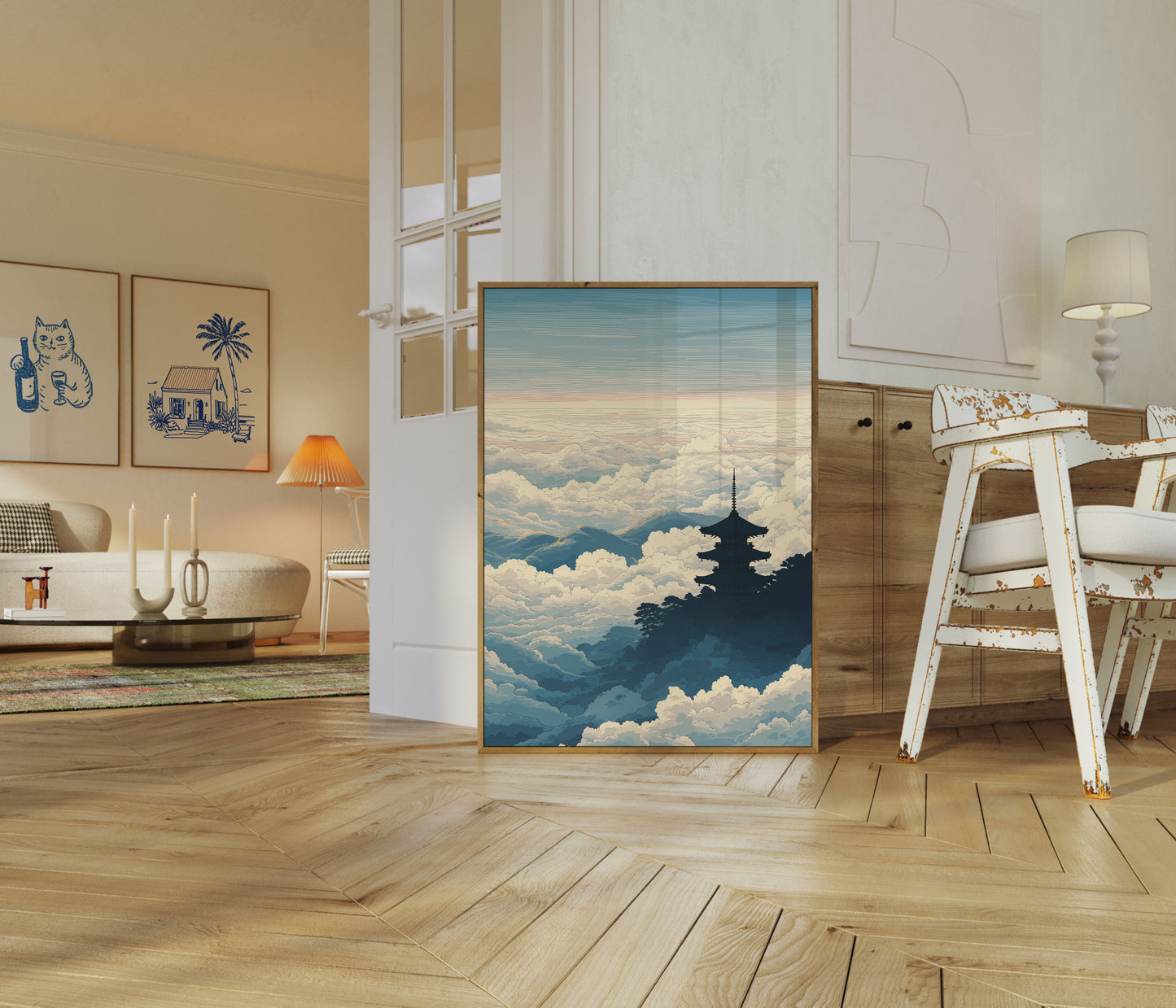 Pagoda Ovanför Molnen Affisch