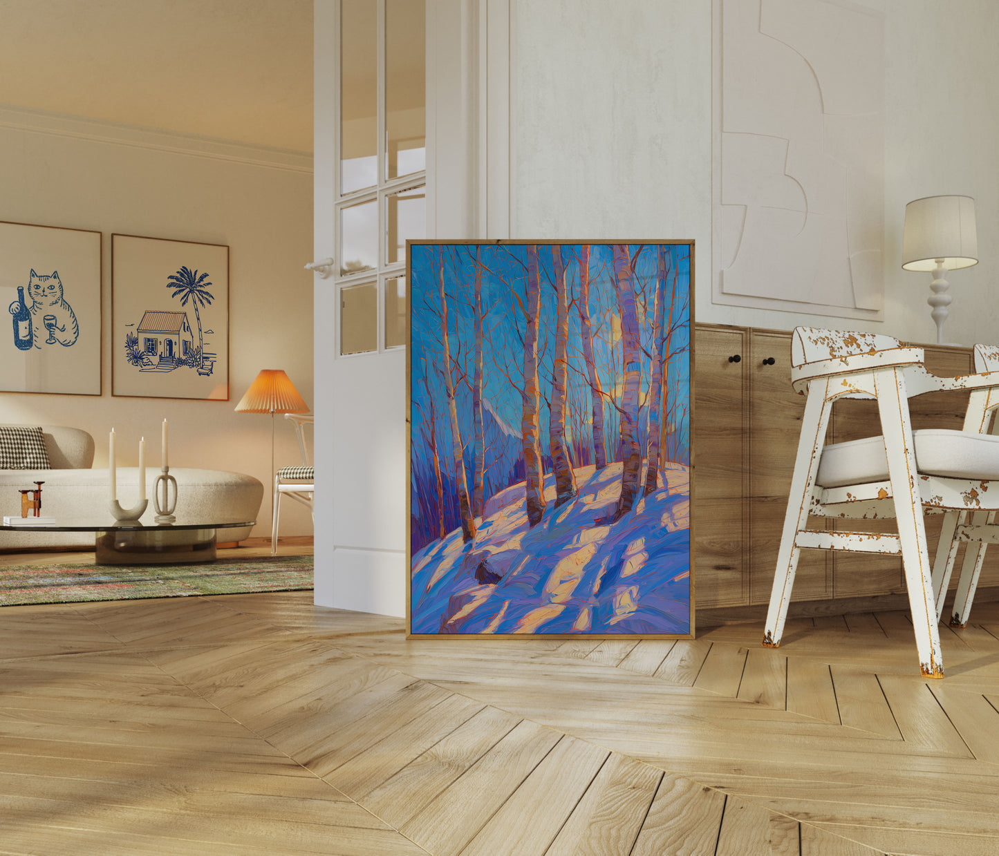 Póster de Amanecer Invernal en Bosque de Abedules
