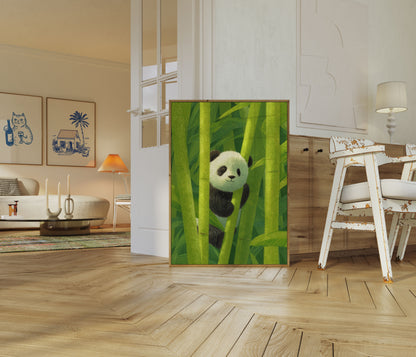 Schattige Panda in Bamboe Bos Poster