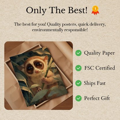 Curious Slow Loris in Jungle Poster