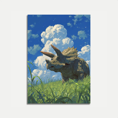 Triceratops in Dreamy Meadow Poster