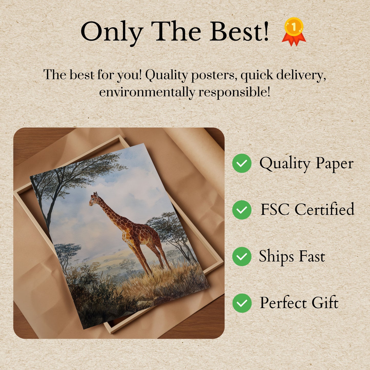 Póster de la majestuosa jirafa de la sabana