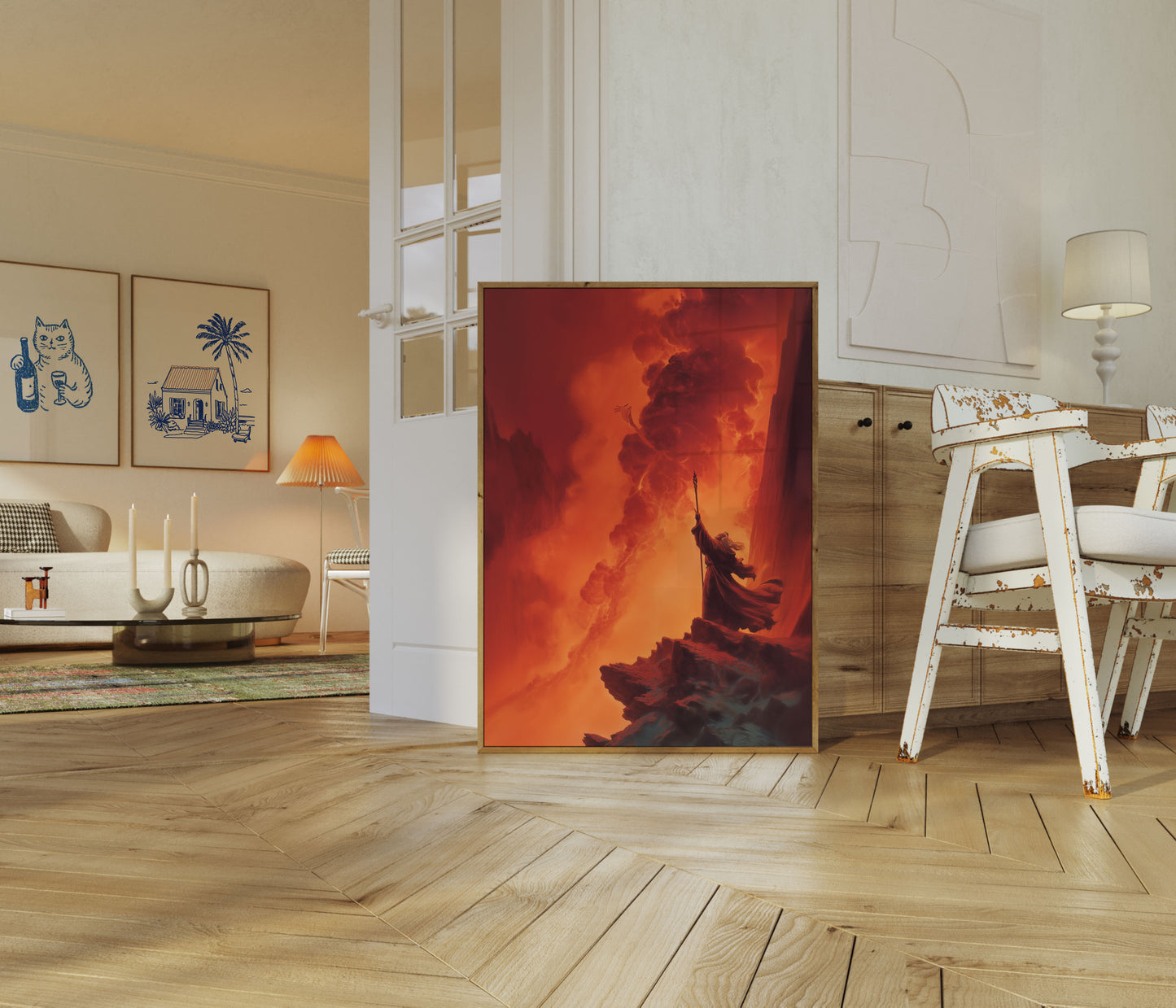 Krijger in Inferno Vlammen Poster