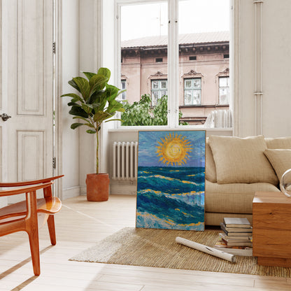 Goldene Sonne über Meereswellen Poster