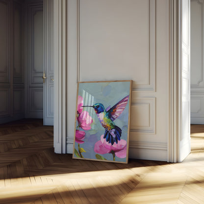 Colorful Hummingbird Dance Poster