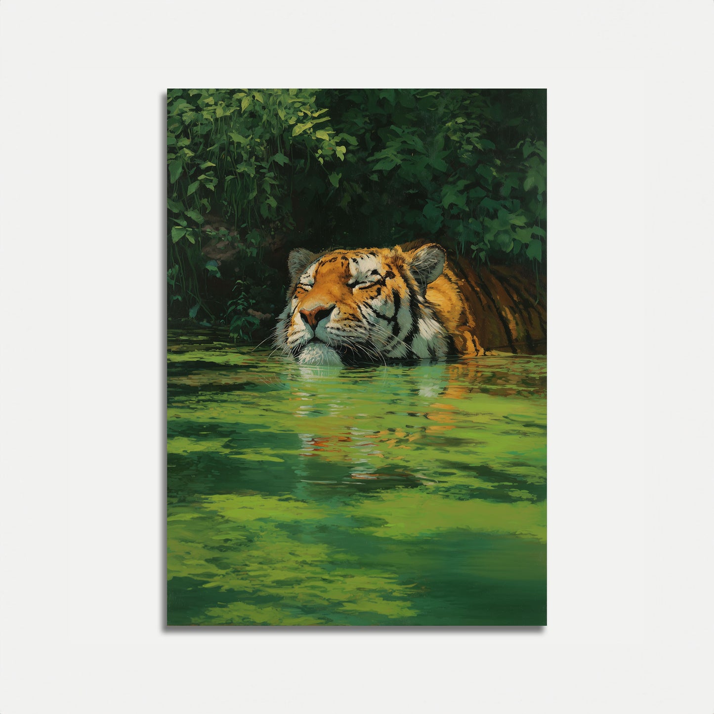 Poster della Tigre che Nuota nell'Acqua della Giungla