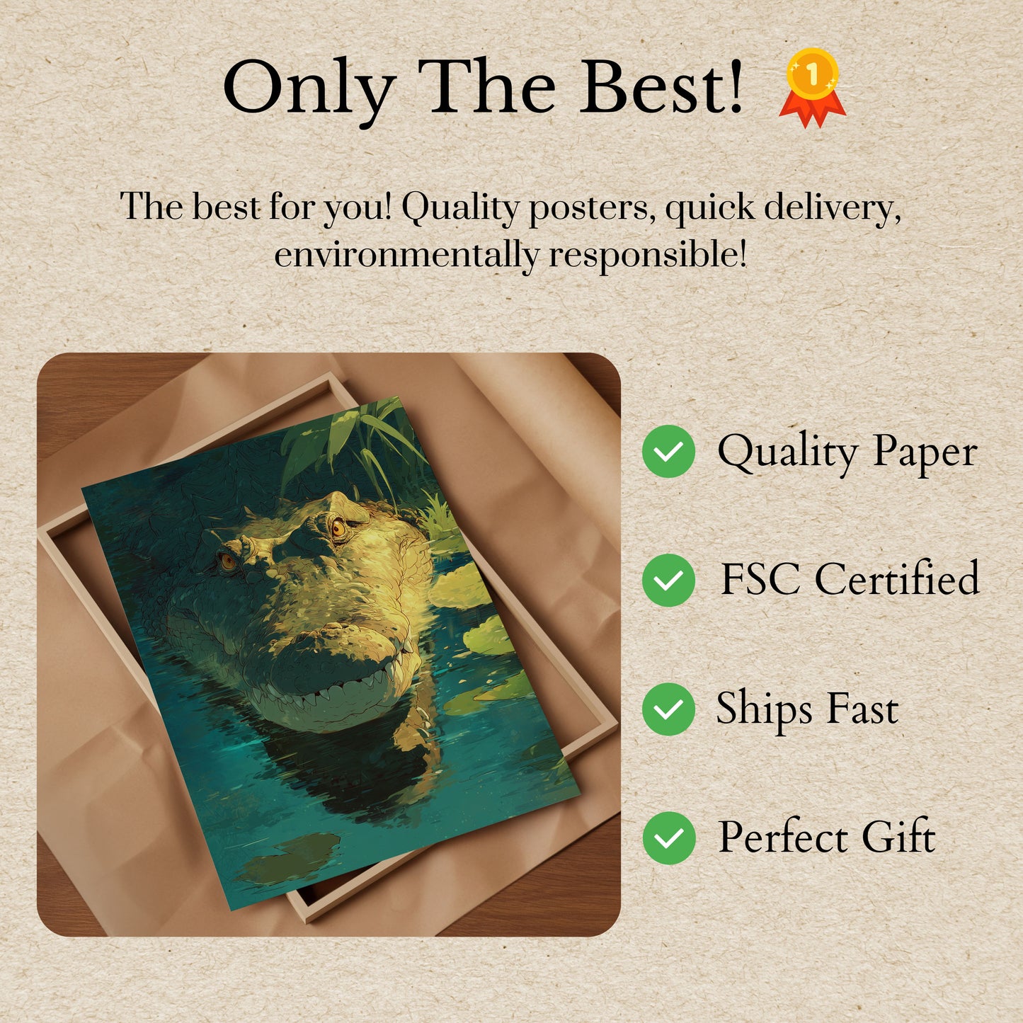 Póster acuático del cocodrilo feroz