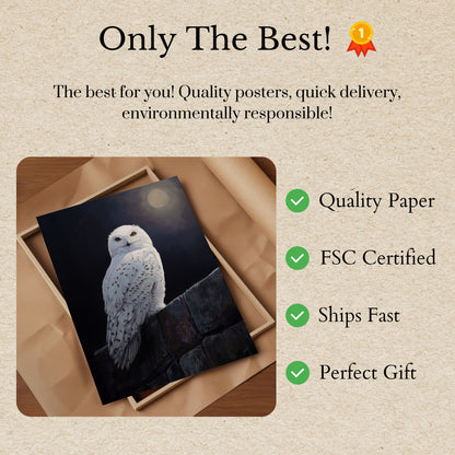 Moonlit Snowy Owl Poster