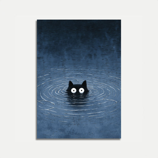 Black Cat in Water Poster