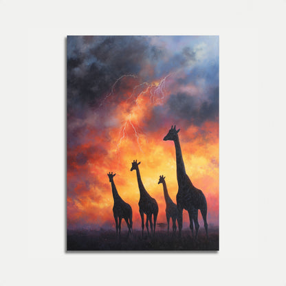 Pôster de Girafas Tempestade Raio