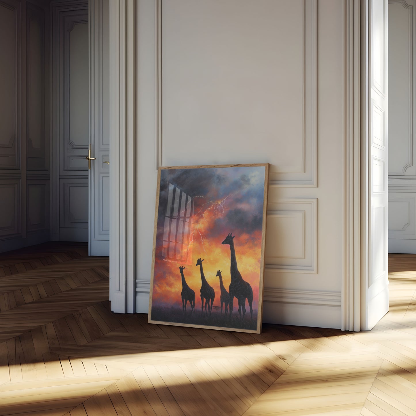 Pôster de Girafas Tempestade Raio