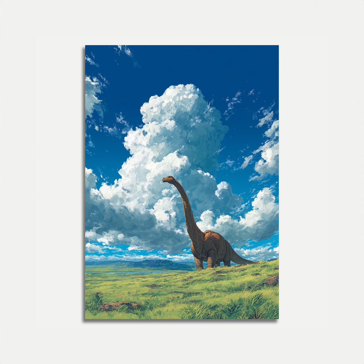 Brachiosaurus Under Majestic Clouds Poster