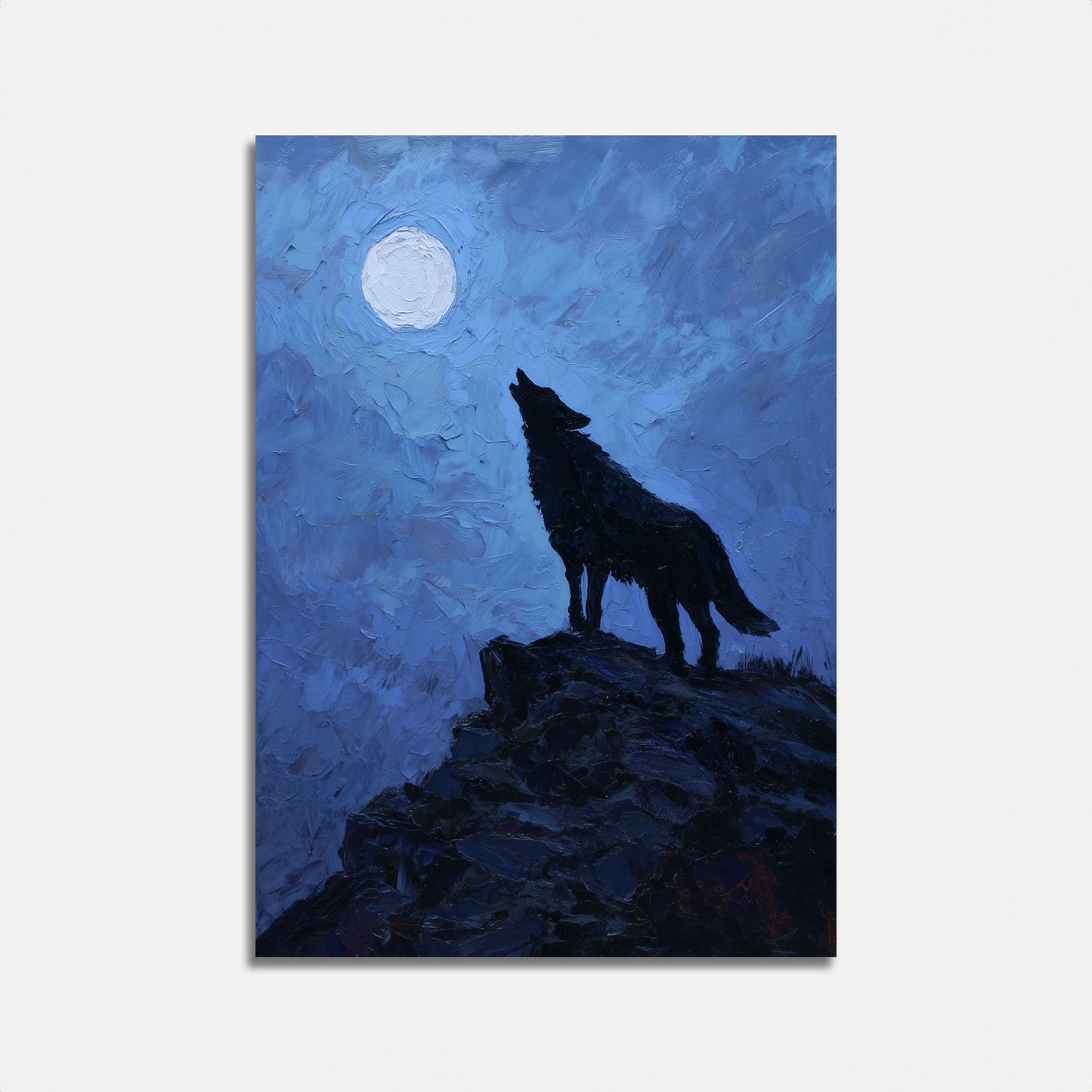 Wolf heult den Mond an Poster