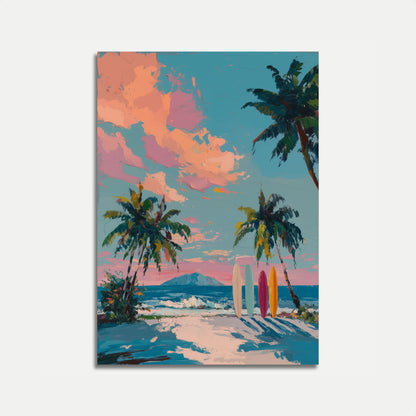 Tropical Sunset Surfing Paradise Poster