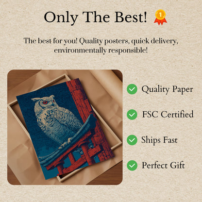 Owl on Red Timber Poster
