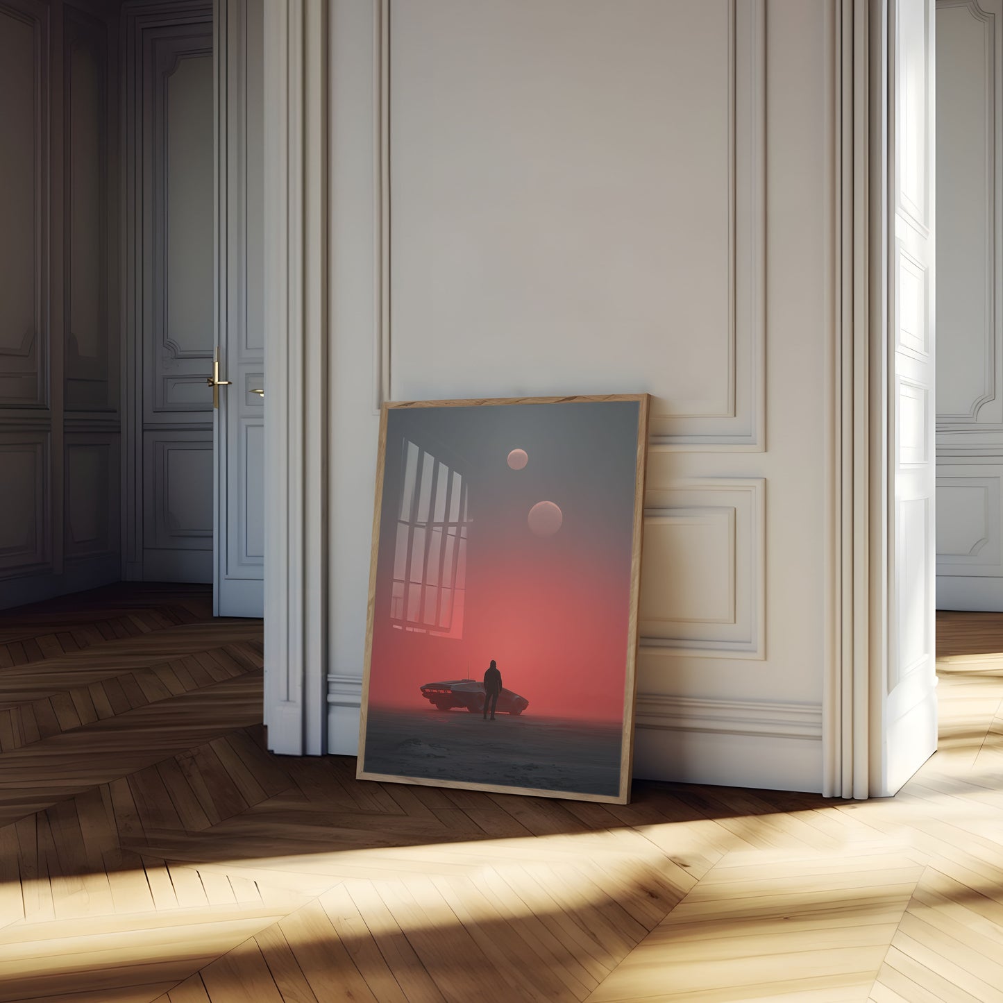 Futuristische Ruimteschip Woestijn Poster