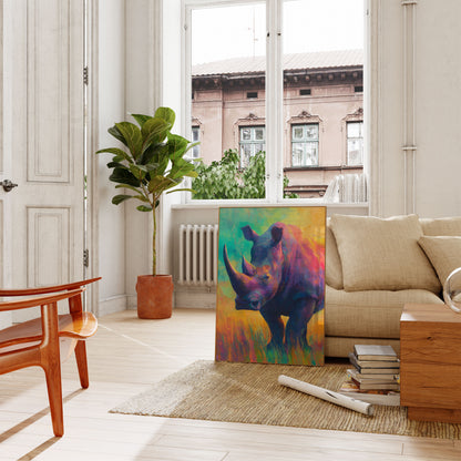Colorful Rhino Wildlife Art Poster