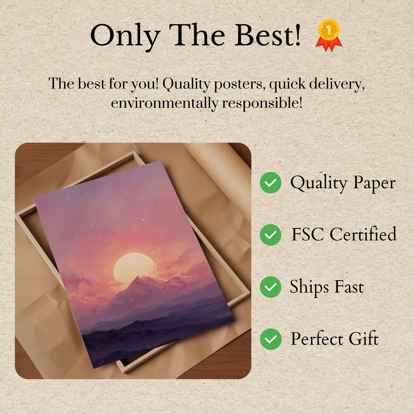 Celestial Mountain Sunset Poster