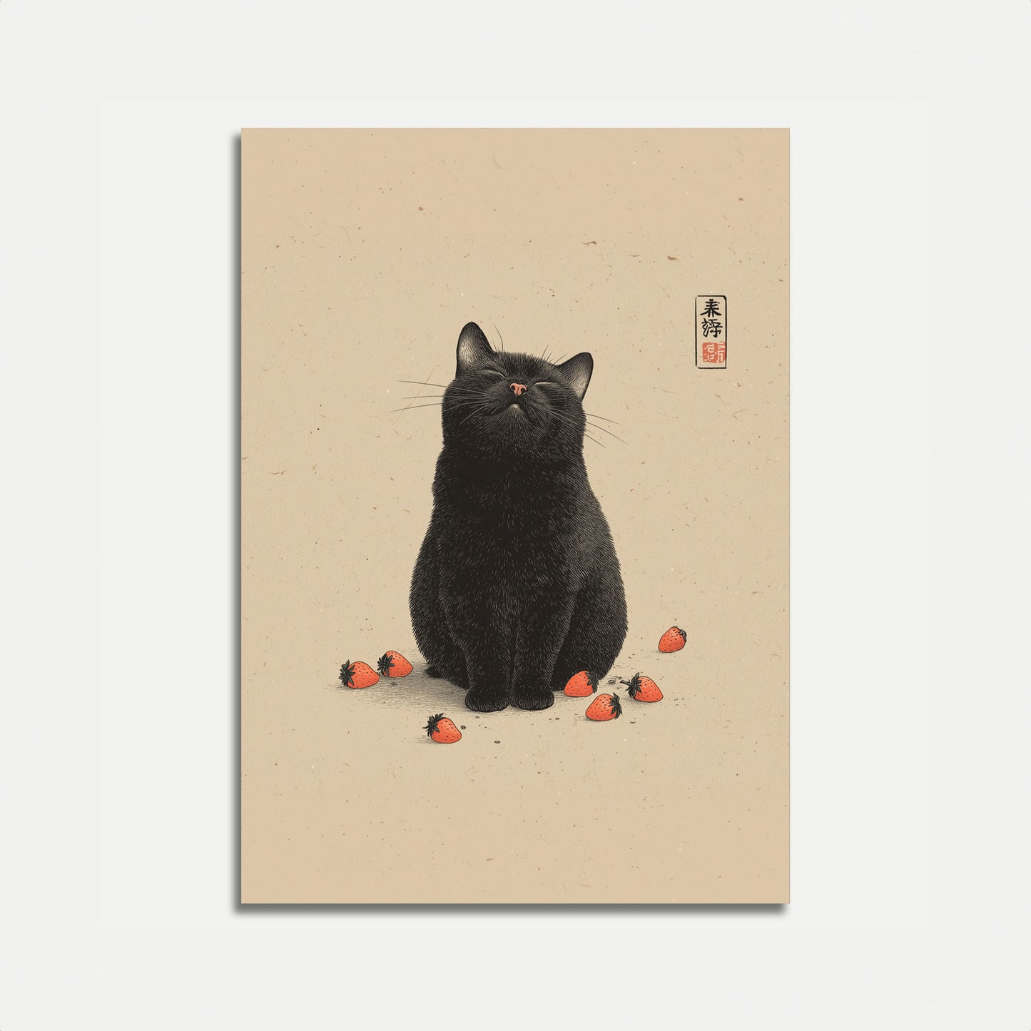 Strawberry Cat Zen Poster