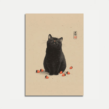 Strawberry Cat Zen Poster