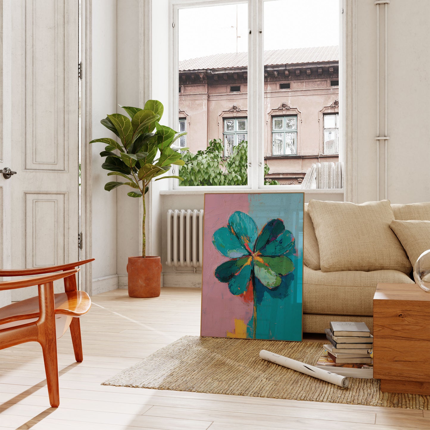 Vibrant blomsterabstrakt kunstplakat