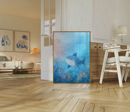 Happy Shark Ocean Underwater Poster