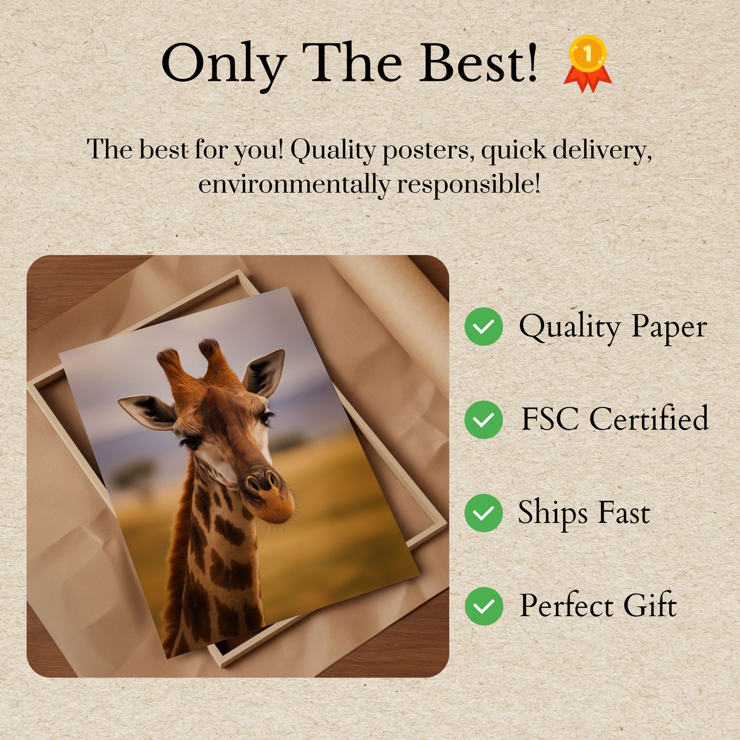 Póster de vida silvestre de la majestuosa jirafa