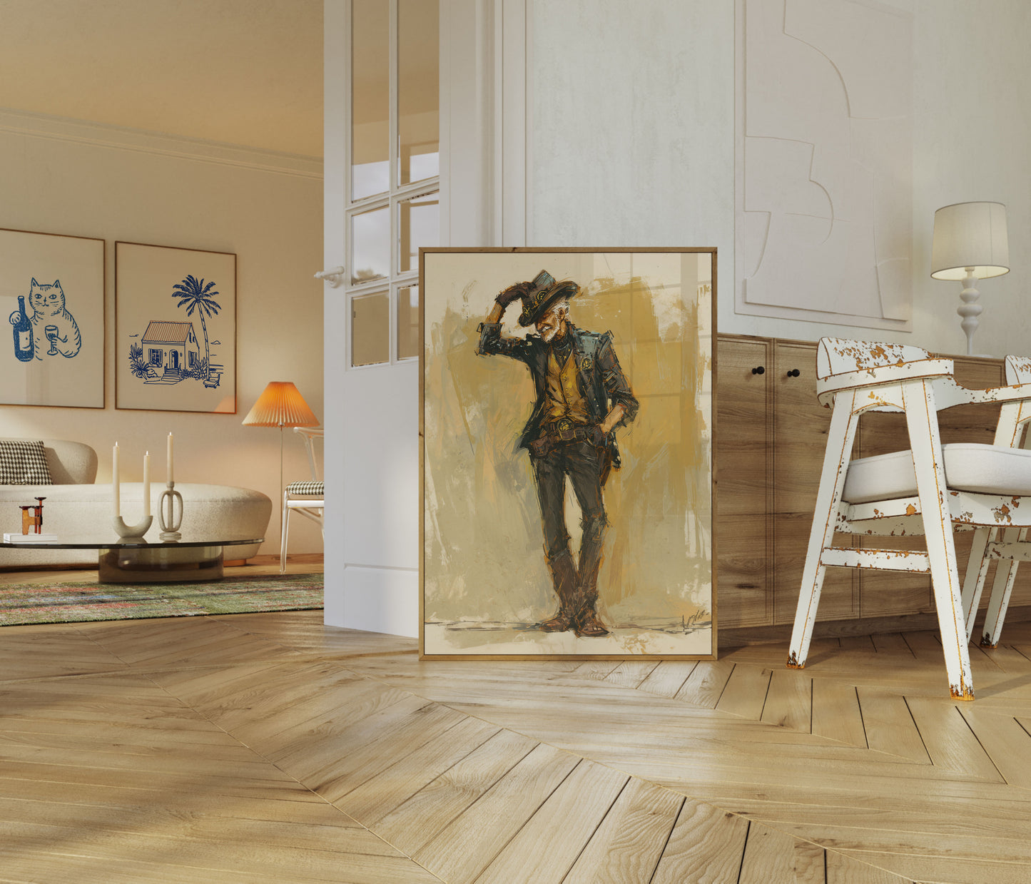 Póster vintage de saludo vaquero