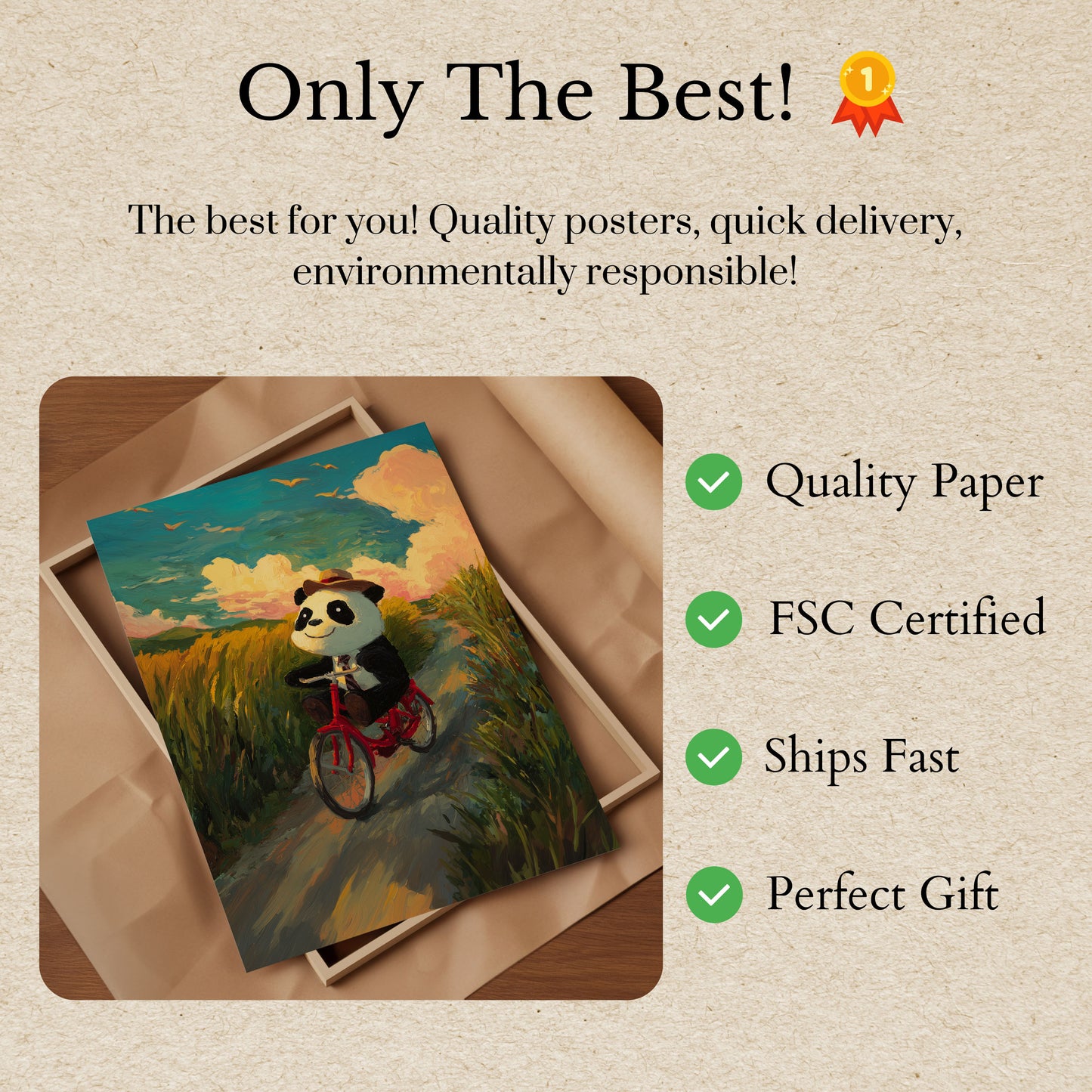 Adventure Panda Cycling Poster