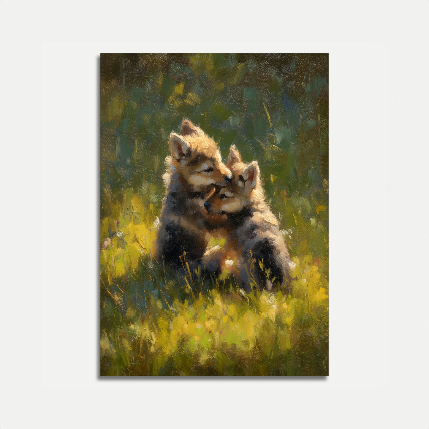 Corgi-valper i ville blomster-eng plakat