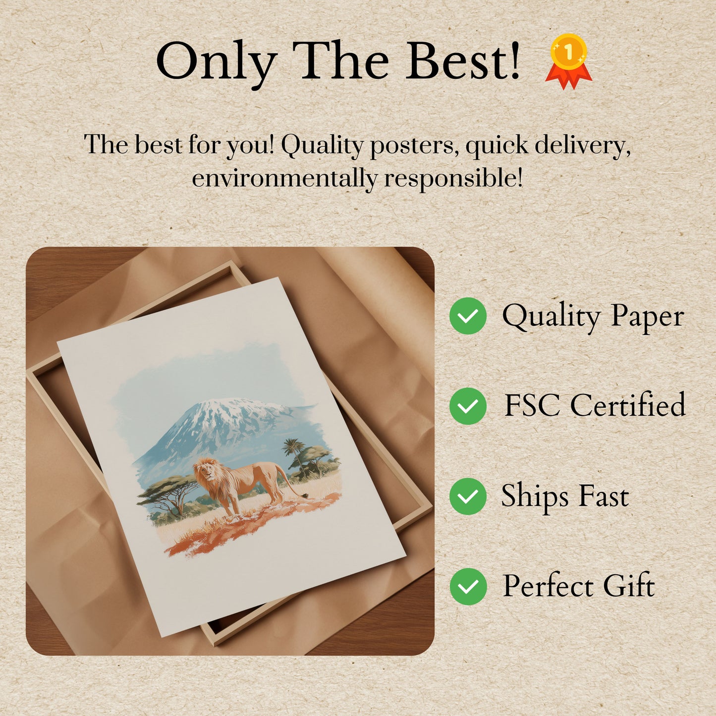 Majestic Lion Kilimanjaro Poster